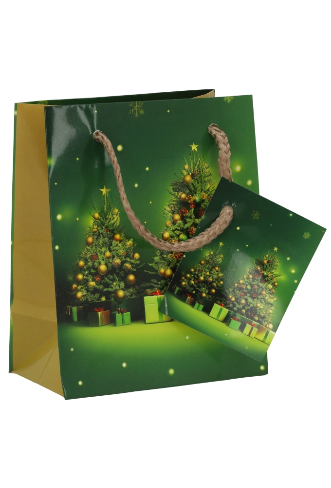Kersttasjes Klein Tree Green 11x6.5x14.5cm 12stuks