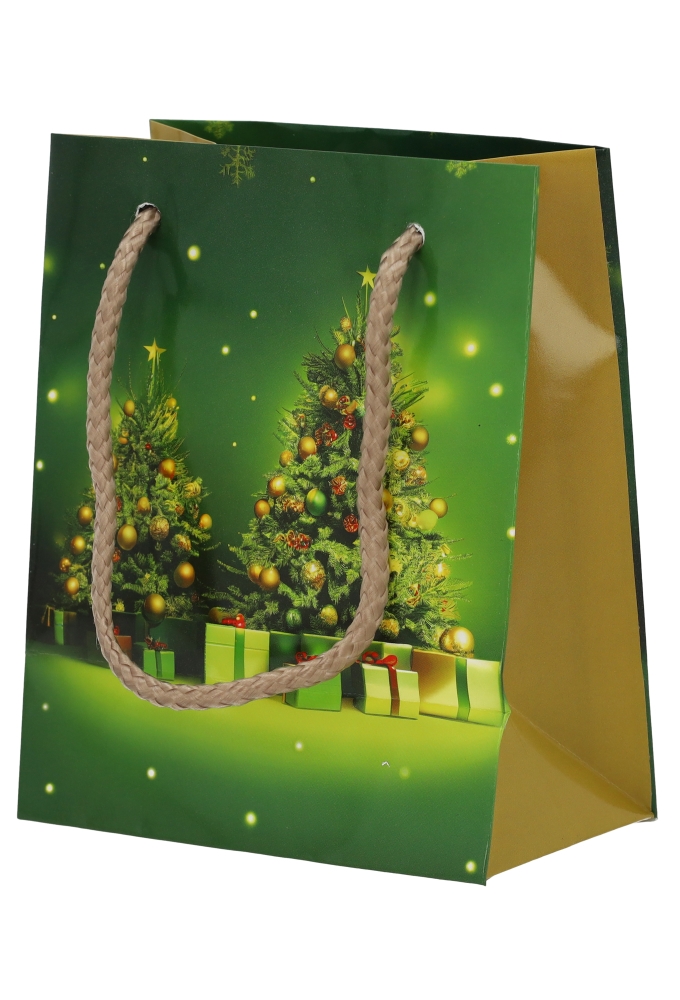 Kersttasjes Klein Tree Green 11x6.5x14.5cm 12stuks