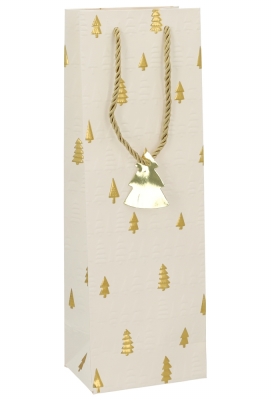 Kerst Wijntasjes 1 Fles Golden Trees 12.5x9x36.5cm 10stuks Kerst Wijntasjes 1 Fles Golden Trees 12.5x9x36.5cm 10stuks