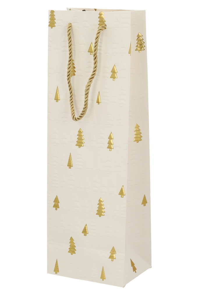 Kerst Wijntasjes 1 Fles Golden Trees 12.5x9x36.5cm 10stuks