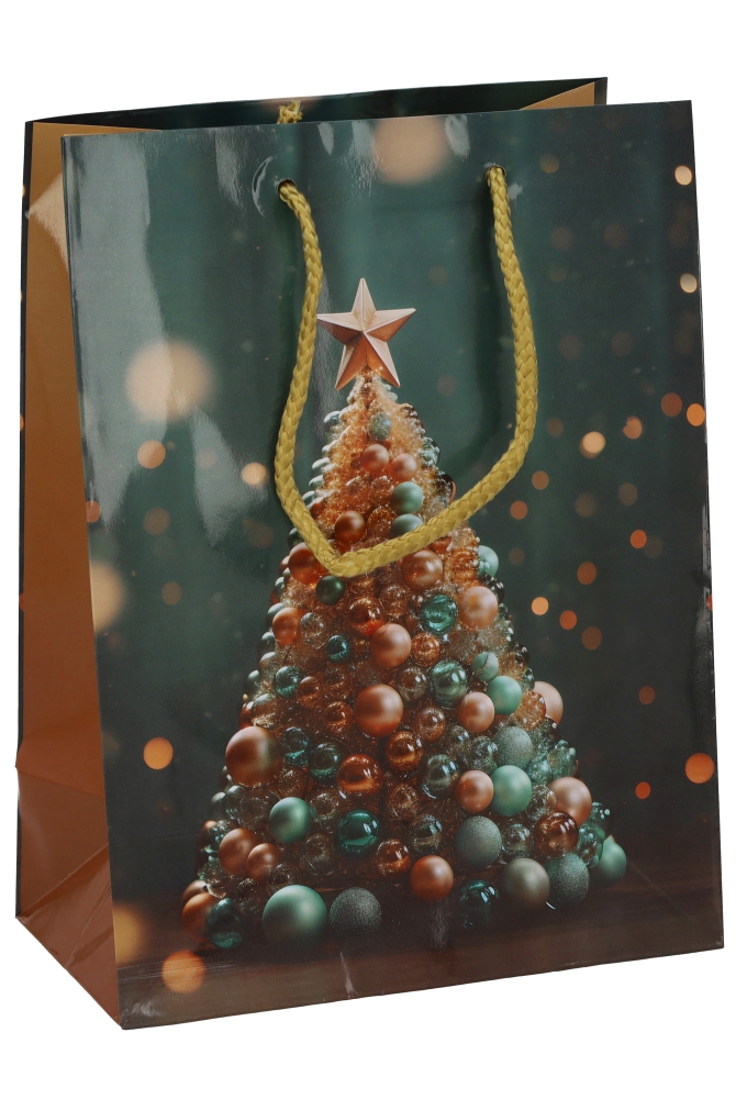 Kersttasjes Medium Golden Moments 18x10x23cm 12stuks