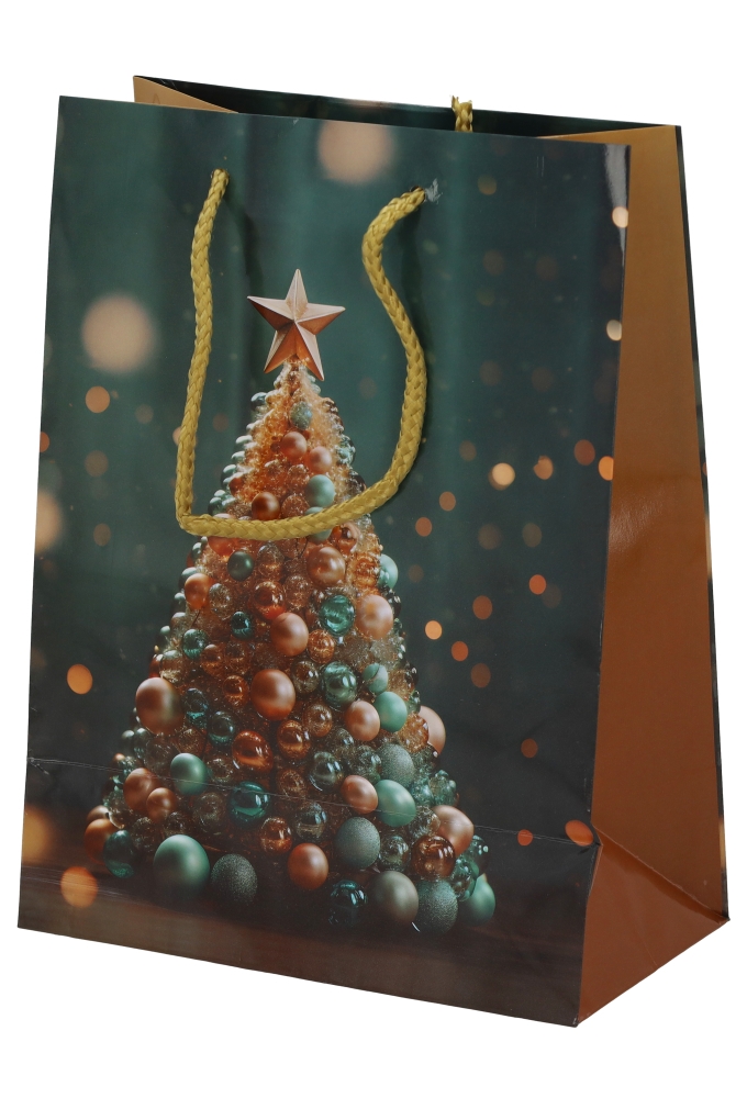 Kersttasjes Medium Golden Moments 18x10x23cm 12stuks