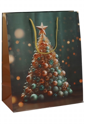 Kersttasjes Medium Golden Moments 26.5x13.5x32.5cm 12stuks