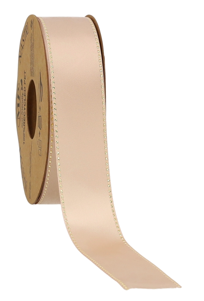 Kadolint Satijn Dubbel Recycled Pet Rose & Goud 25mm x 20 meter