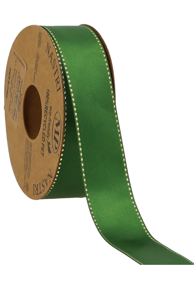 Kadolint Satijn Dubbel Recycled Pet Groen & Goud 25mm x 20 meter