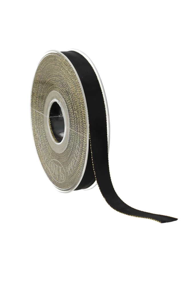 Kadolint Satijn Dubbel Zwart & Goud 15mm x 20 meter