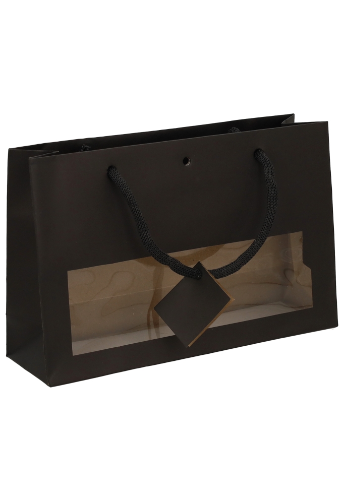 Kadotasjes Lenno Met Koord & Venster Zwart 28x8x18cm 12stuks