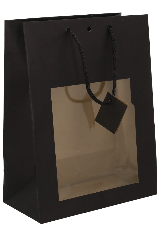 Kadotasjes Lenno Met Koord & Venster Zwart 25x13x33cm 10stuks