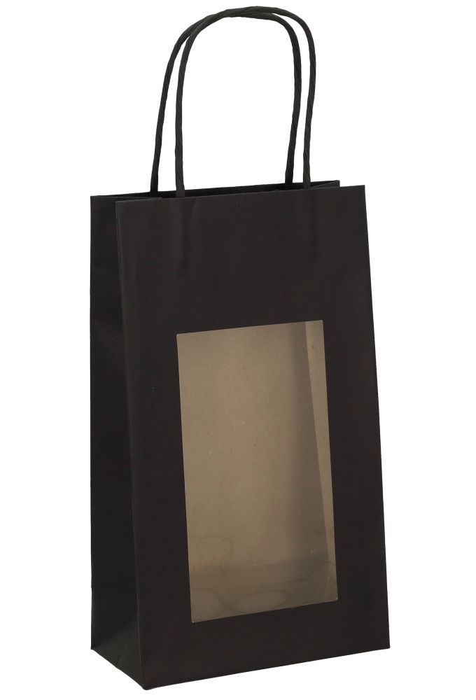 Kadotasjes Lenno Met Handvat & Venster Zwart 14.5X7.5X25cm 20stuks