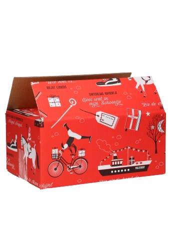 AKTIE Sintdozen Zie de Maan Schijnt Door de Bomen Rood 31x21x14cm 15st