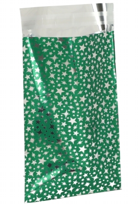Kerstzakjes Folie Mita Groen & Little stars Plakstrip 12x18.5+3cm 100s