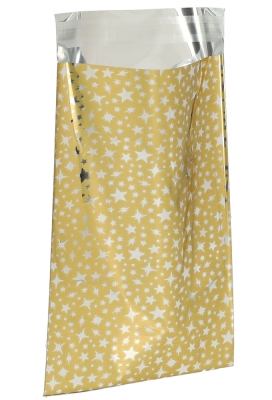 Kerstzakjes Folie Mita Goud & Little stars Plakstrip 12x18.5+3cm 100st