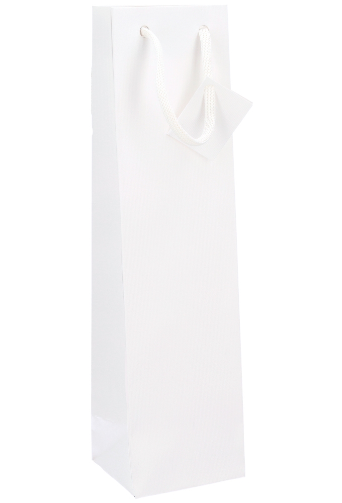 Wijntasjes 1 Fles Wit Mat Met Koord 10x9x38cm 20stuks