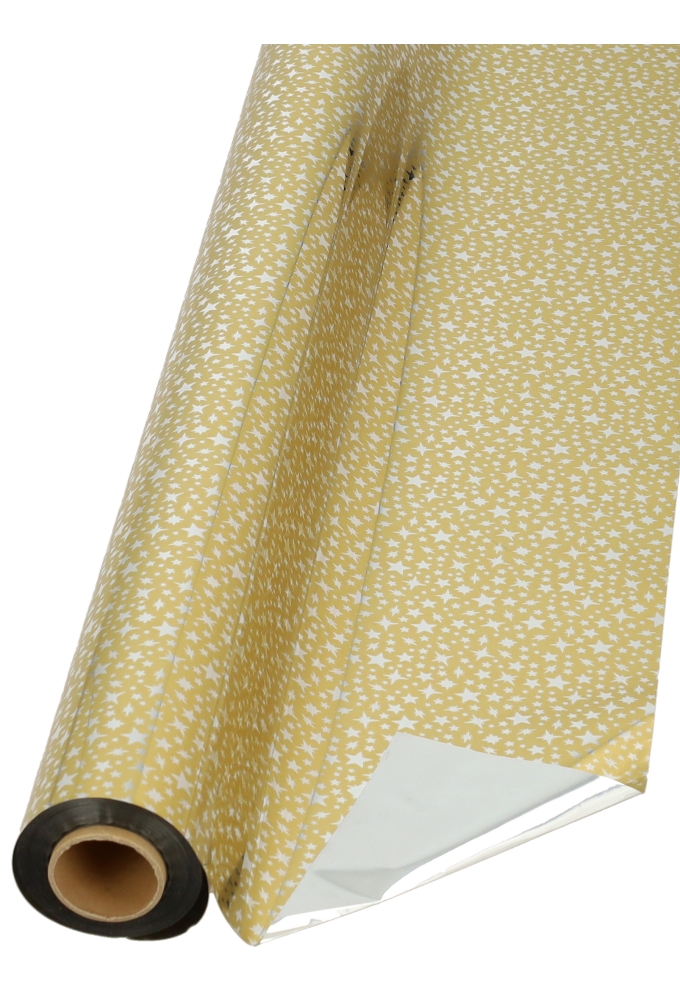 Kerstfolie Goud & Little stars 70cm x 50 meter