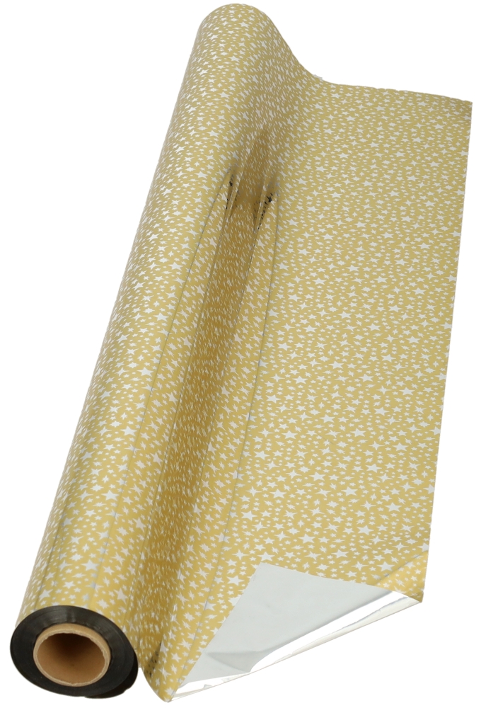 Kerstfolie Goud & Little stars 70cm x 50 meter
