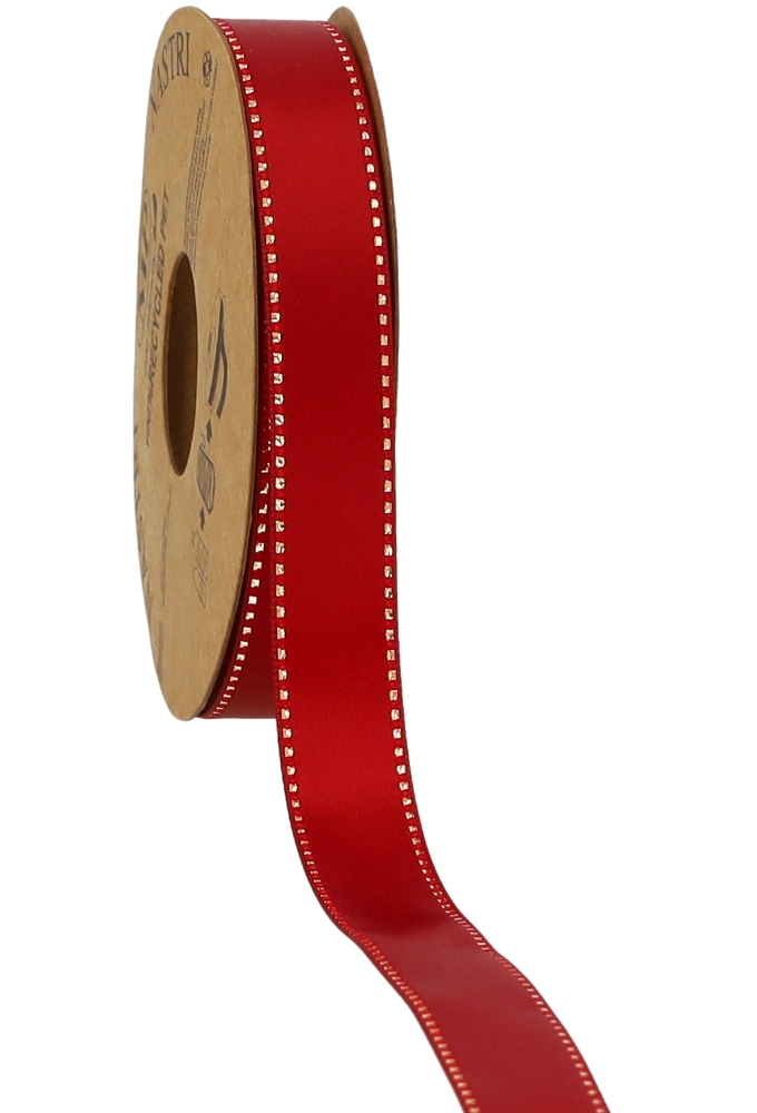 Kadolint Satijn Dubbel Recycled Pet Rood & Goud 15mm x 20 meter