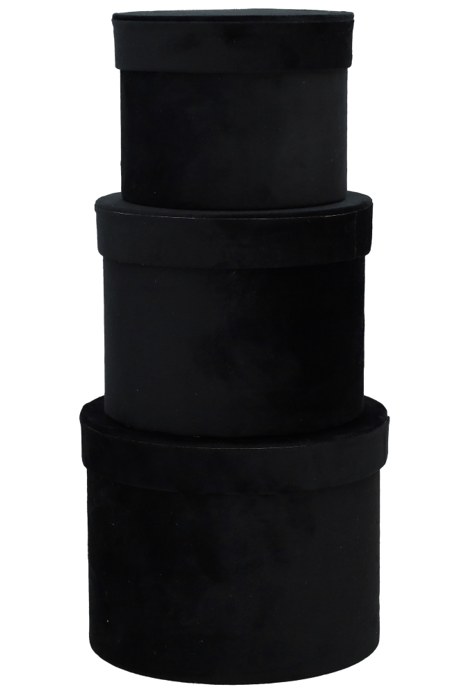 LUXE KANT & KLARE Flowerbox Latemar Suede Black Rond Set van 3 stuks