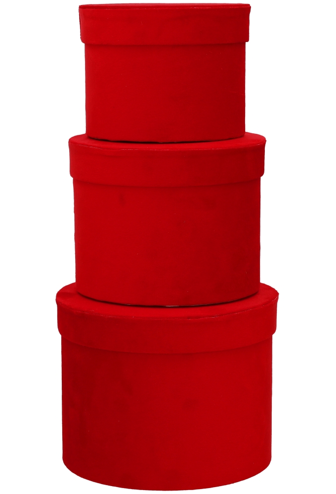 LUXE KANT & KLARE Flowerbox Latemar Suede Rood Rond Set van 3 stuks