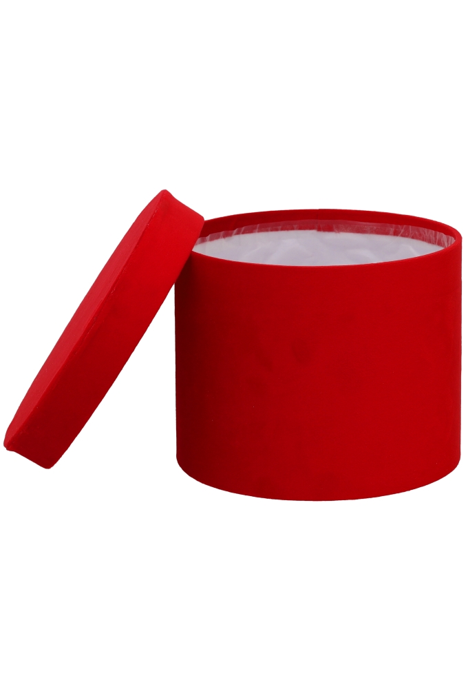 LUXE KANT & KLARE Flowerbox Latemar Suede Rood Rond Set van 3 stuks