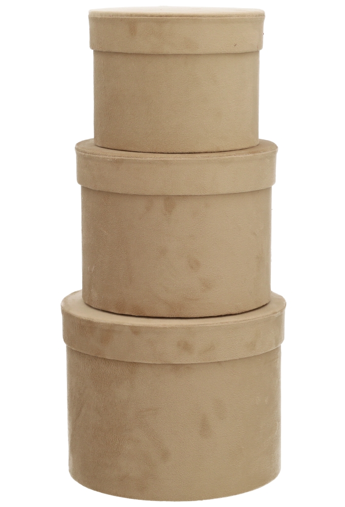 LUXE KANT & KLARE Flowerbox Latemar Suede Beige Rond Set van 3 stuks