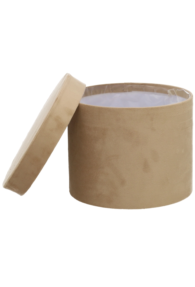 LUXE KANT & KLARE Flowerbox Latemar Suede Beige Rond Set van 3 stuks