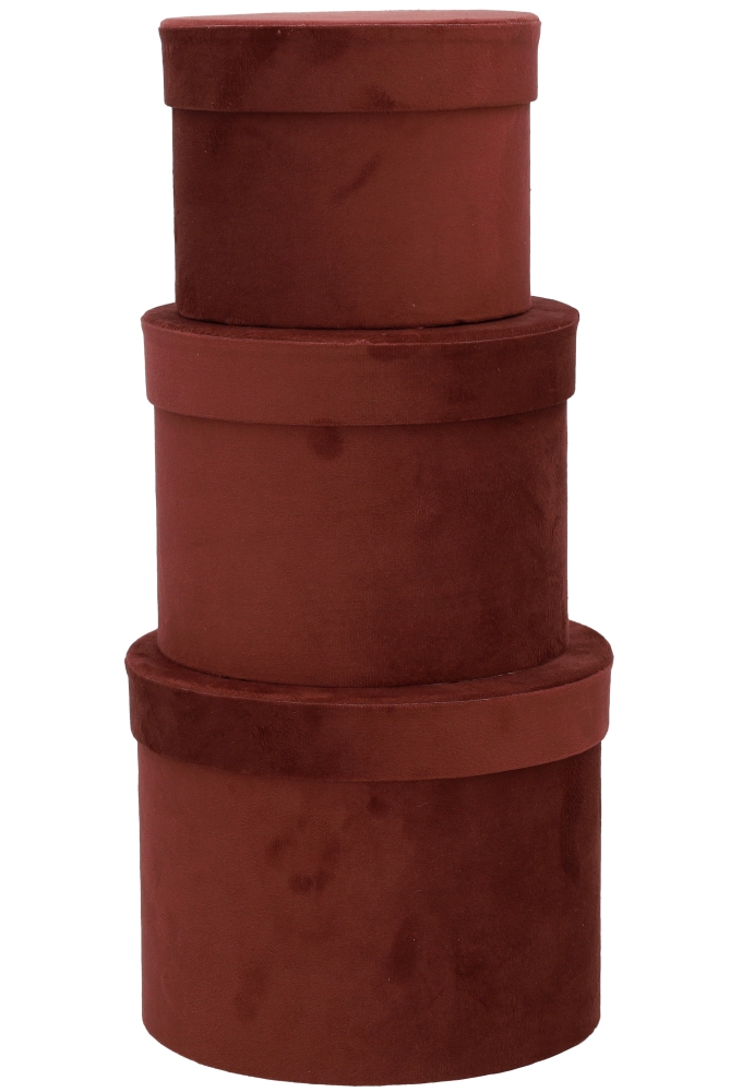 LUXE KANT & KLARE Flowerbox Latemar Suede Bordeaux Rond Set van 3stuks