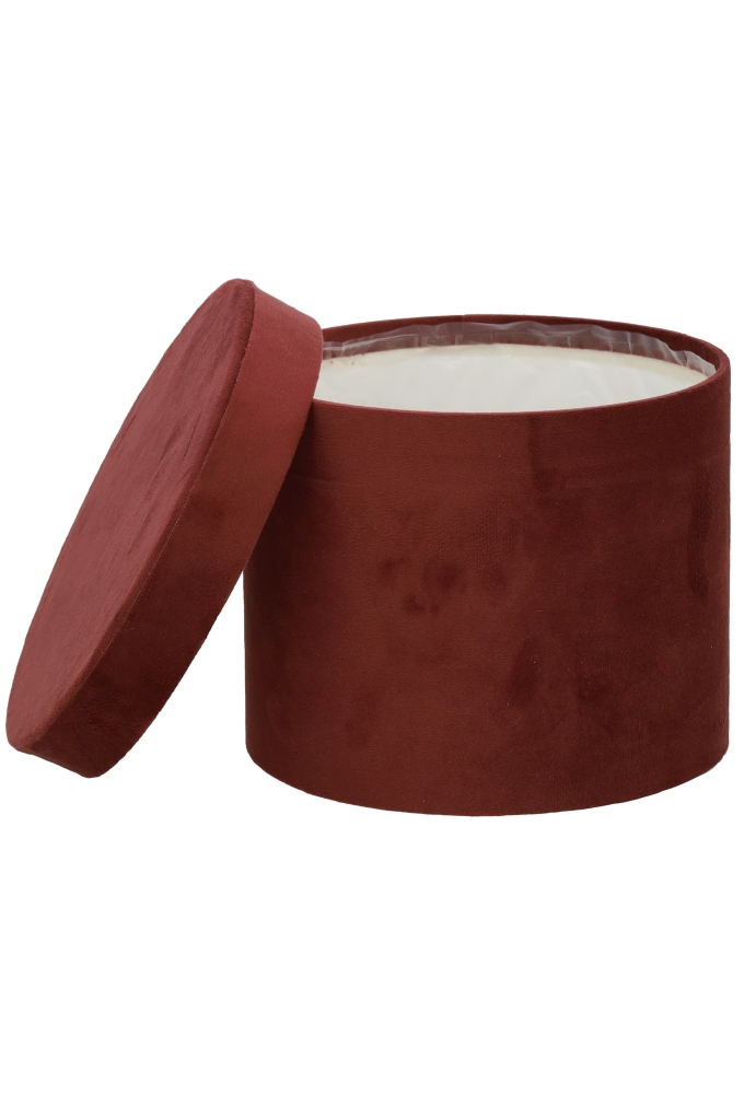 LUXE KANT & KLARE Flowerbox Latemar Suede Bordeaux Rond Set van 3stuks LUXE KANT & KLARE Flowerbox Latemar Suede Bordeaux Rond Set van 3stuks