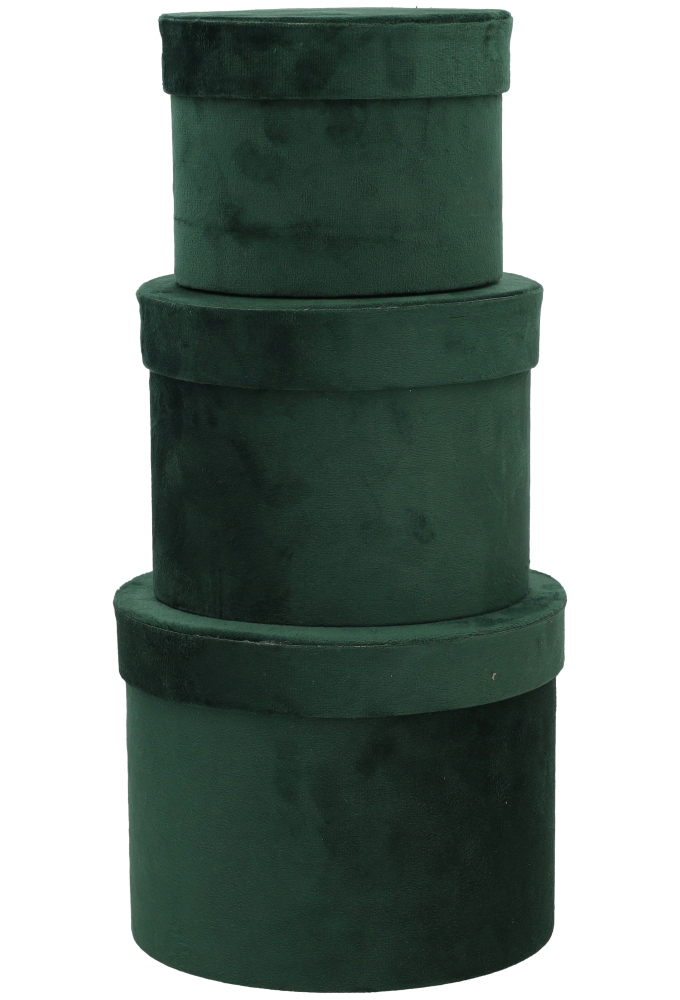 LUXE KANT & KLARE Flowerbox Latemar Suede Groen Rond Set van 3 stuks