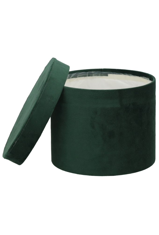 LUXE KANT & KLARE Flowerbox Latemar Suede Groen Rond Set van 3 stuks