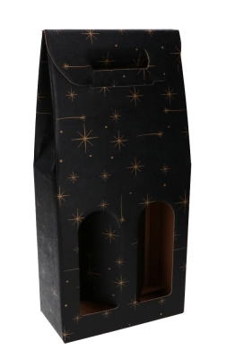 Luxe Wijndozen Vigo Zwart Stars voor 2 fles 18x9x38.5cm 29stuks