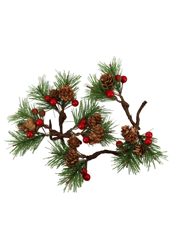 Kado Decoratie Dennenappeltje met Eikeltjes en besje 13cm 6stuks