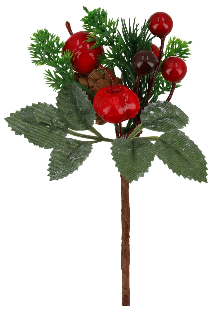 Kado Decoratie Wintertak Met Besjes & Dennenappels 15cm 12stuks