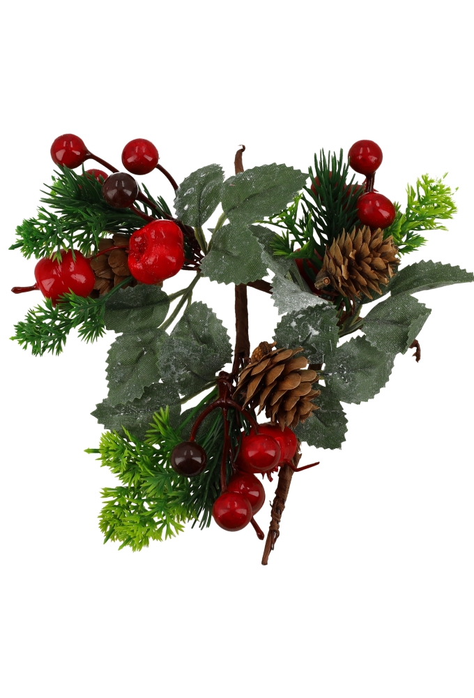 Kado Decoratie Wintertak Met Besjes & Dennenappels 15cm 12stuks