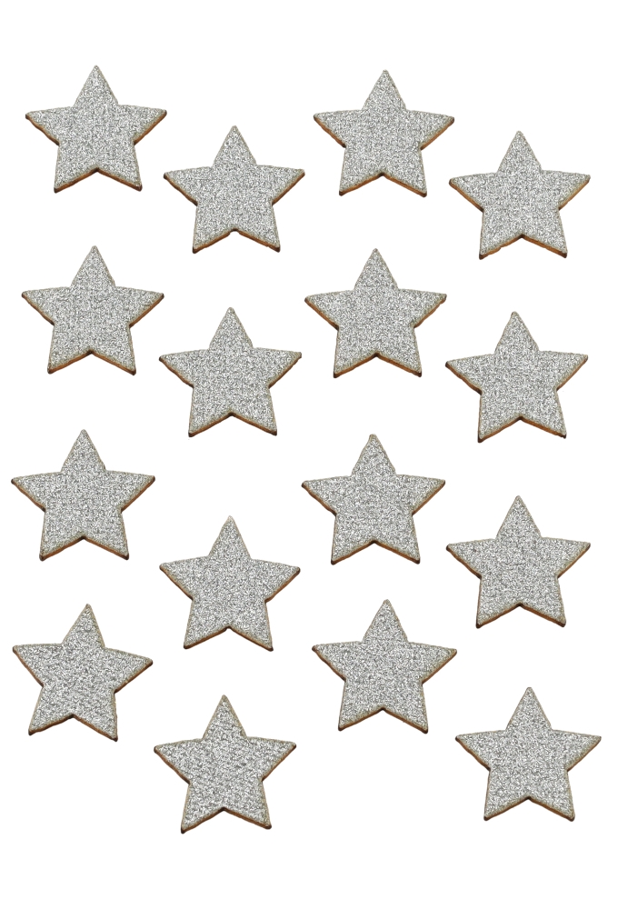 Kado Sticker Hout Sterren Zilver 21mm 16stuks