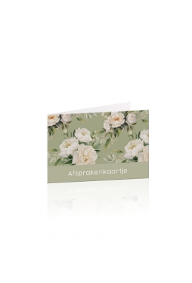 Afsprakenkaartjes Aura Green & white peony 17.5x5cm 50stuks
