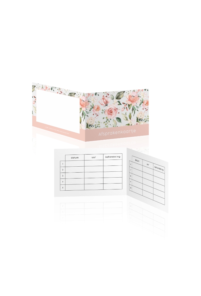 Afsprakenkaartjes Aura Pink roses 17.5x5cm 50stuks