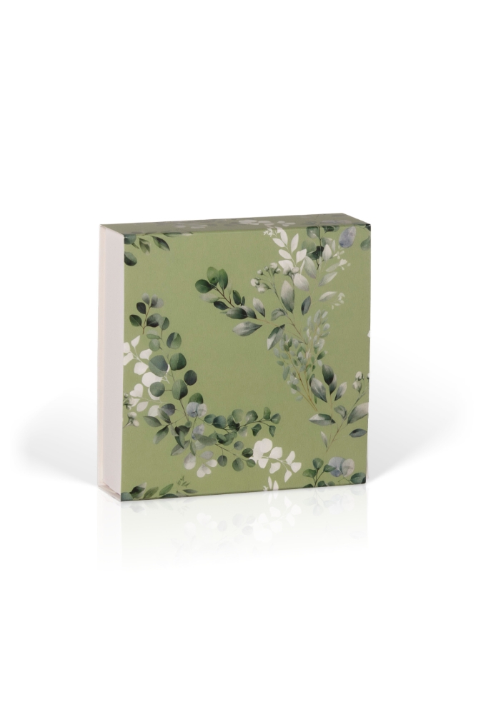 Kadobon + Kadodoosje Bene Green leaves 12x12x3cm 10stuks