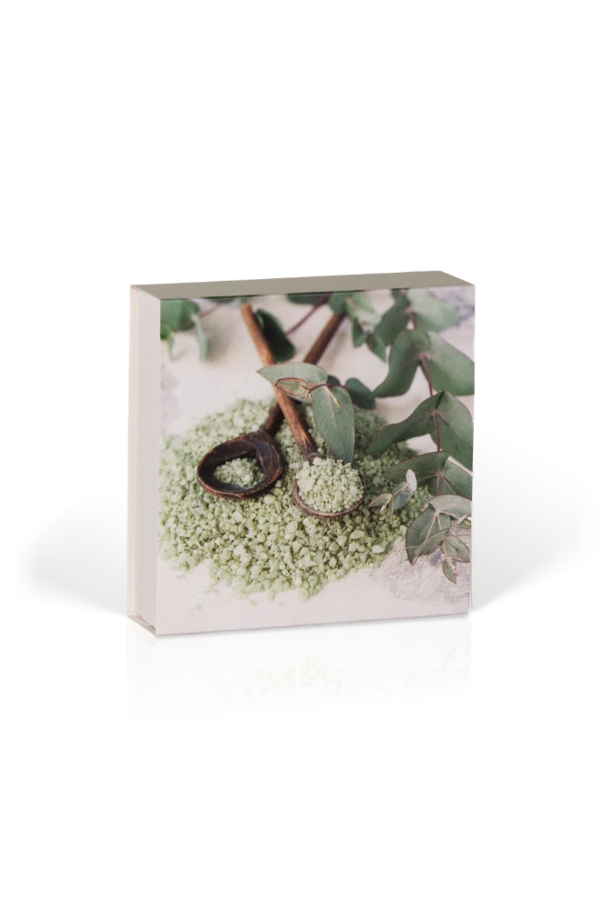 Kadobon + Kadodoosje Bene Eucalyptus spa 12x12x3cm 10 stuks