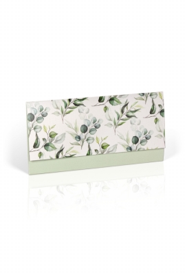 Kadobon + Cadeau Envelop Green leaves 21.5x10.5cm 10 stuks