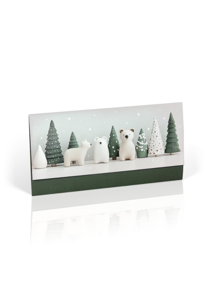 Kadobon + Cadeau Envelop Christmas bear 21.5x10.5cm 10 stuks