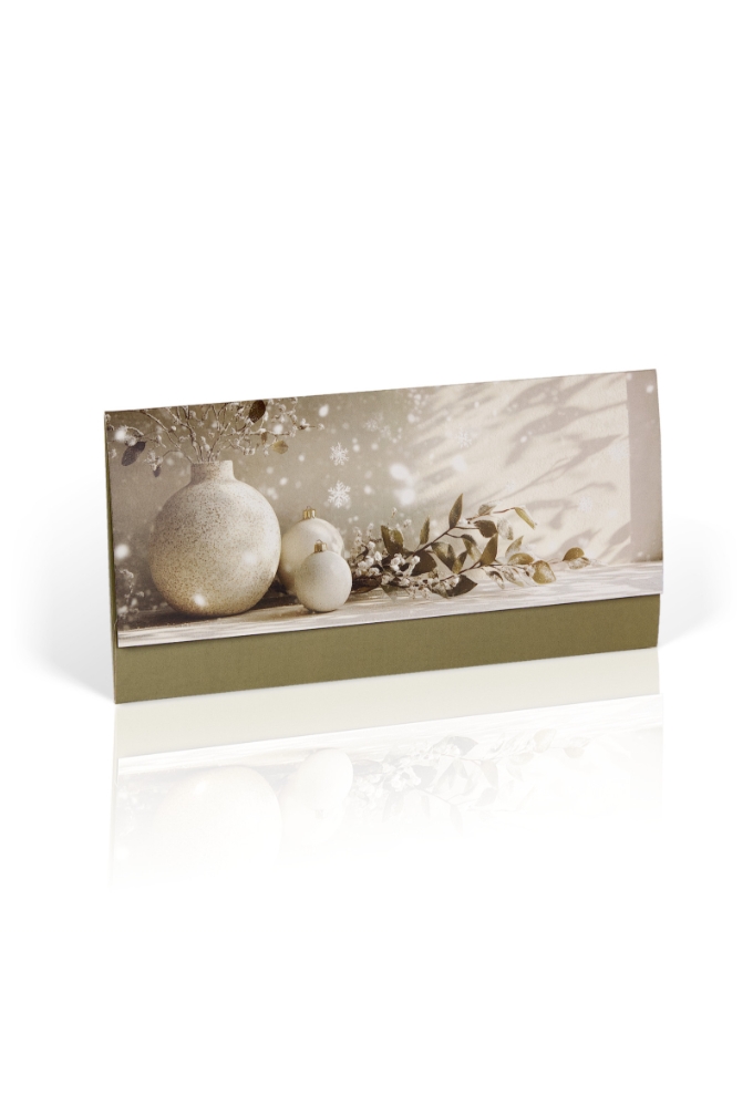 Kadobon + Cadeau Envelop Creme Christmas deco 21.5x10.5cm 10 stuks