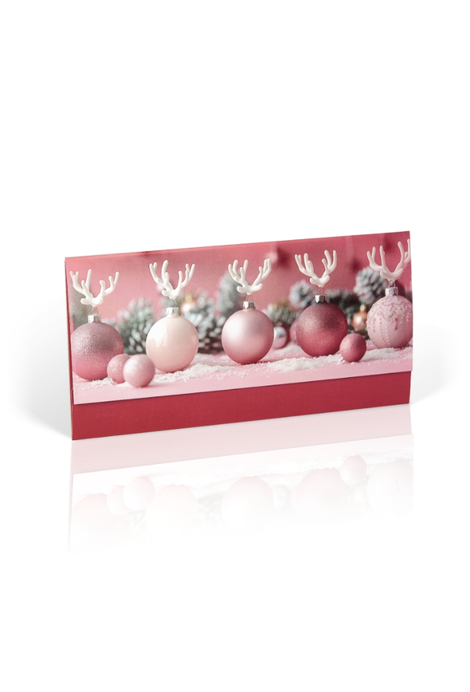 Kadobon + Cadeau Envelop Pink Christmas deco 21.5x10.5cm 10 stuks