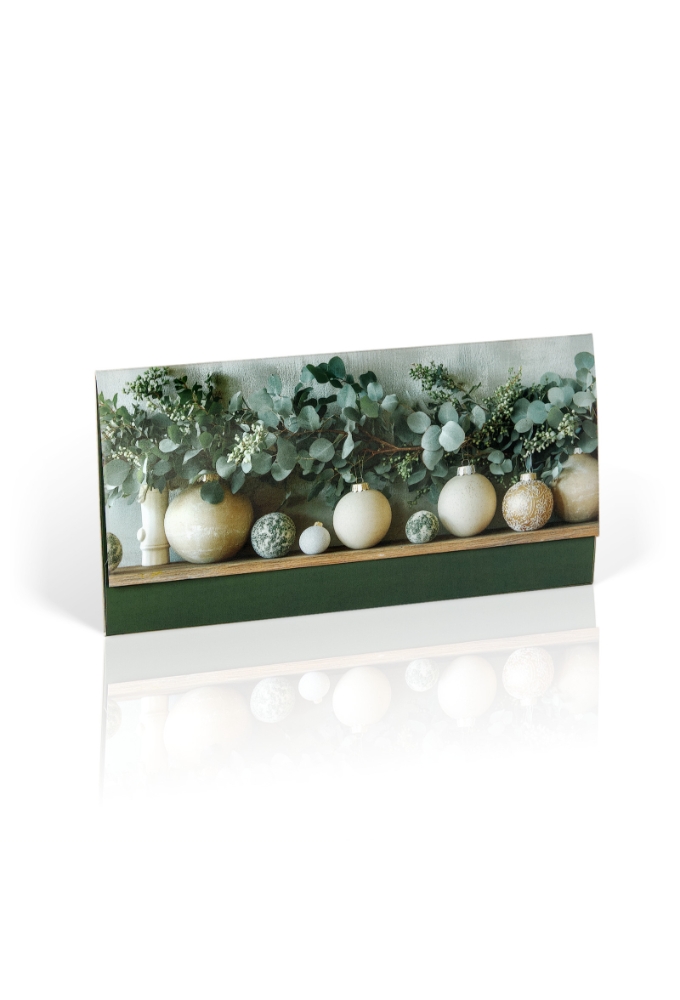 Kadobon + Cadeau Envelop Green Christmas deco 21.5x10.5cm 10 stuks
