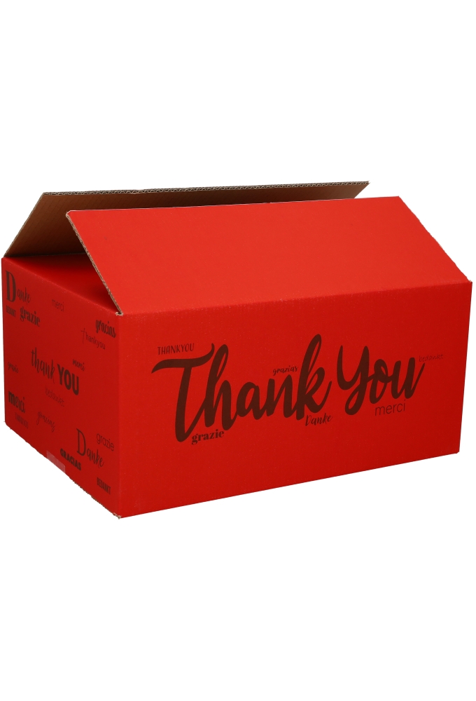 Geschenkdoos Rood Bedankt 38x28x17.5cm 15stuks