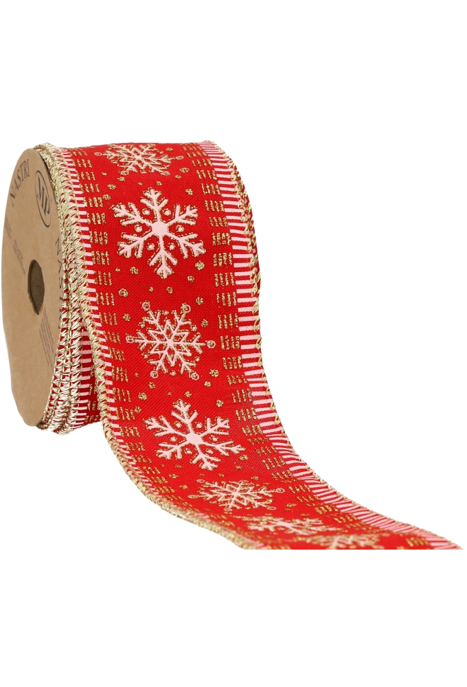 Luxe Kadolint Snow Red & Gold met IJzerdraad 63mm x 10meter
