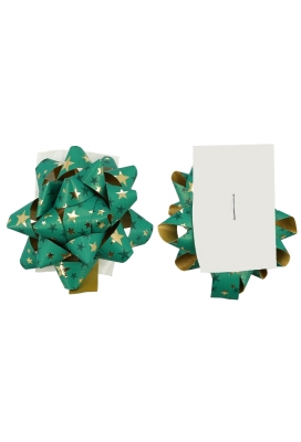 Kerst Mini Bows Strik Rond 50mm Mat Groen Stars Metallic Plakker 50st Kerst Mini Bows Strik Rond 50mm Mat Groen Stars Metallic Plakker 50st