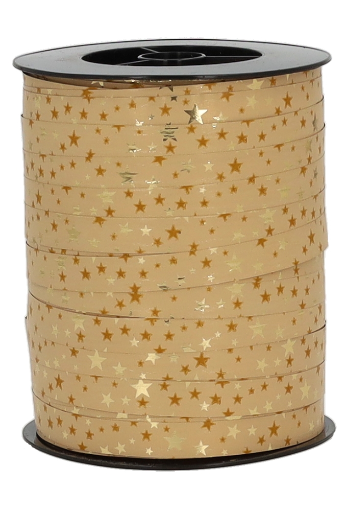 Kerst Krullint Mat Goud Stars Goud Metallic 10mm x 250meter 