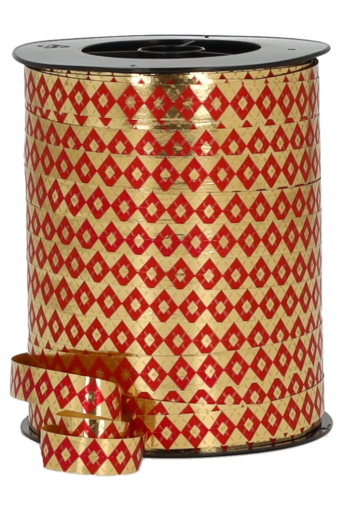 Krullint Diamond Rood & Goud 10mm x 250meter