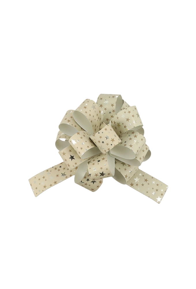 Kerst Trek Strikken Mat Beige Stars Zilver Metallic rond 95mm 30st