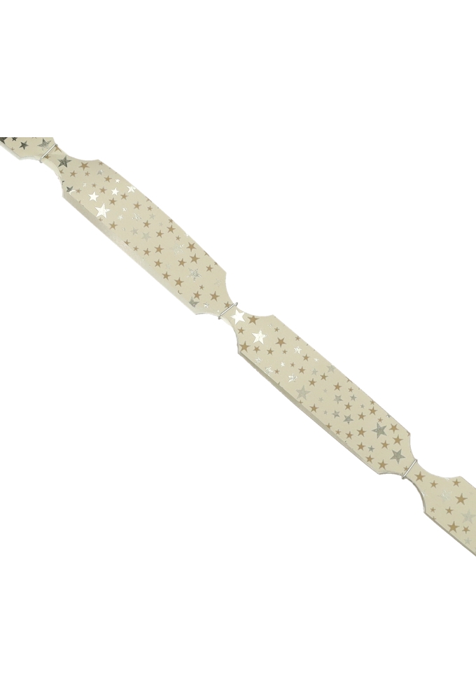 Kerst Trek Strikken Mat Beige Stars Zilver Metallic rond 95mm 30st